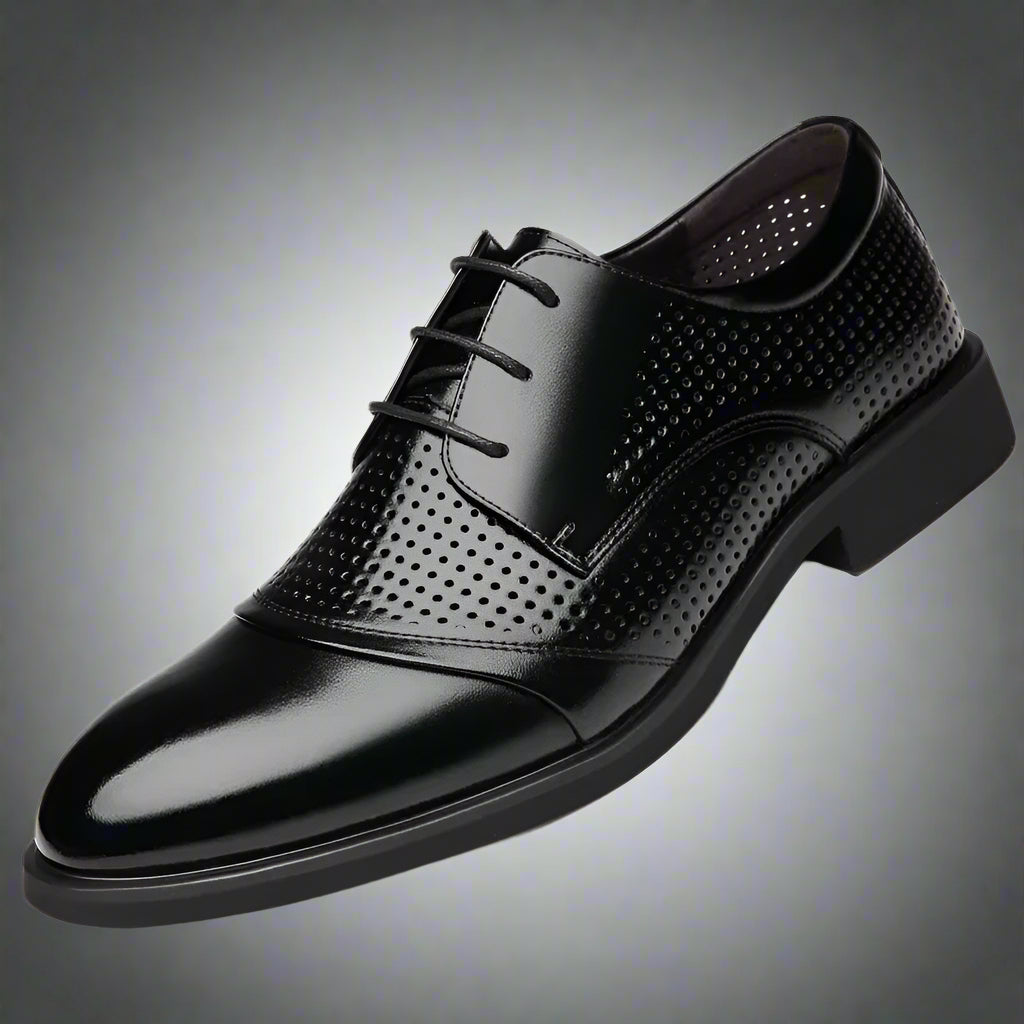 Flat / 6CM Genuine Leather Men Formal Elevator Shoes Wedding Business Height Increase Lift Shoes Invisible Summer Hollow Wedding