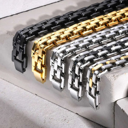 Thick Masculine Wtach Band Link Bracelets for Men, 11Mm Stainless Steel Handmade Link Wristband, Gentle Punk Gift for Him
