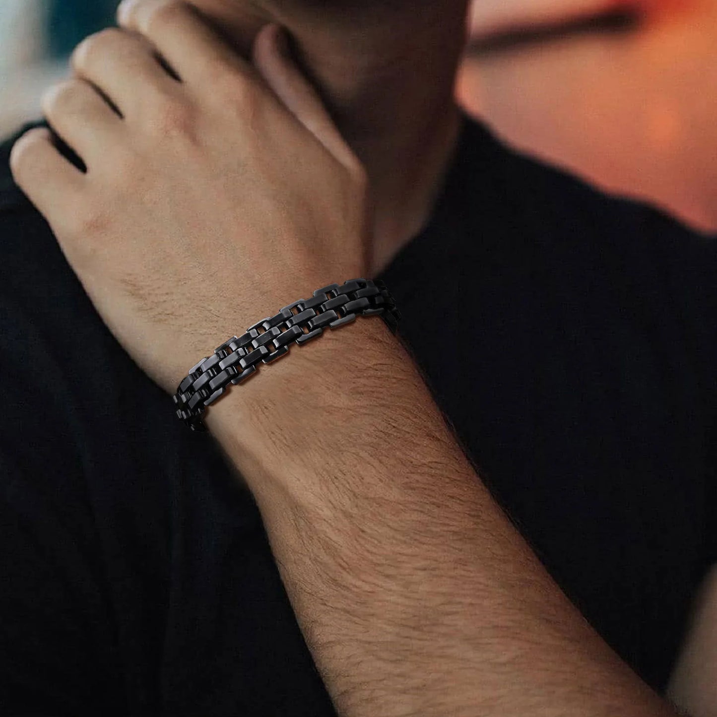 Thick Masculine Wtach Band Link Bracelets for Men, 11Mm Stainless Steel Handmade Link Wristband, Gentle Punk Gift for Him
