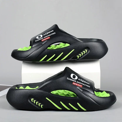 2025 New Men Massage Slippers Slides Indoor Outdoor Sandals Beach Casual Shoes Comfortable Sole Men'S Slippers Big Size 38-47