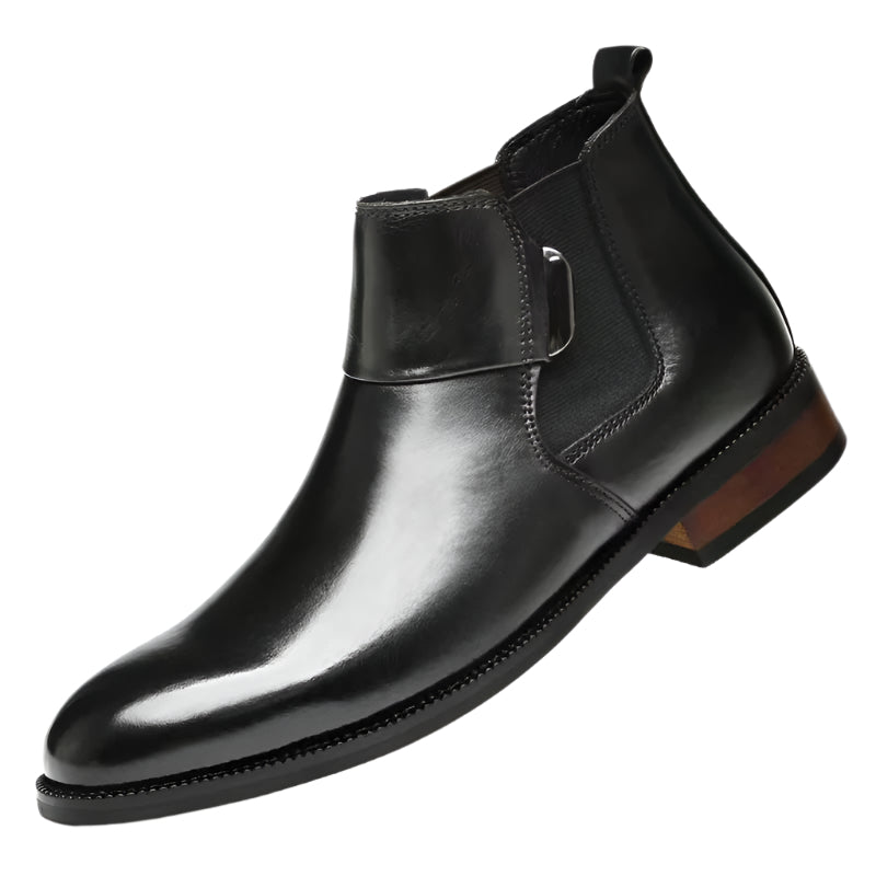 Chelsea Boots Ankle Men Warm Elevator Shoes High Height Increase Insole 6Cm Winter Business Outdoor Man Cow Leather