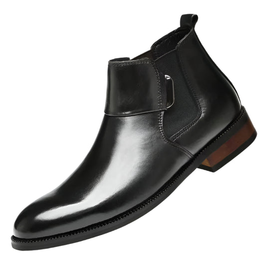 Chelsea Boots Ankle Men Warm Elevator Shoes High Height Increase Insole 6Cm Winter Business Outdoor Man Cow Leather