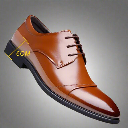 Flat / 6CM Genuine Leather Men Formal Elevator Shoes Wedding Business Height Increase Lift Shoes Invisible Summer Hollow Wedding
