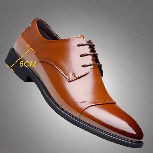 Flat / 6CM Genuine Leather Men Formal Elevator Shoes Wedding Business Height Increase Lift Shoes Invisible Summer Hollow Wedding