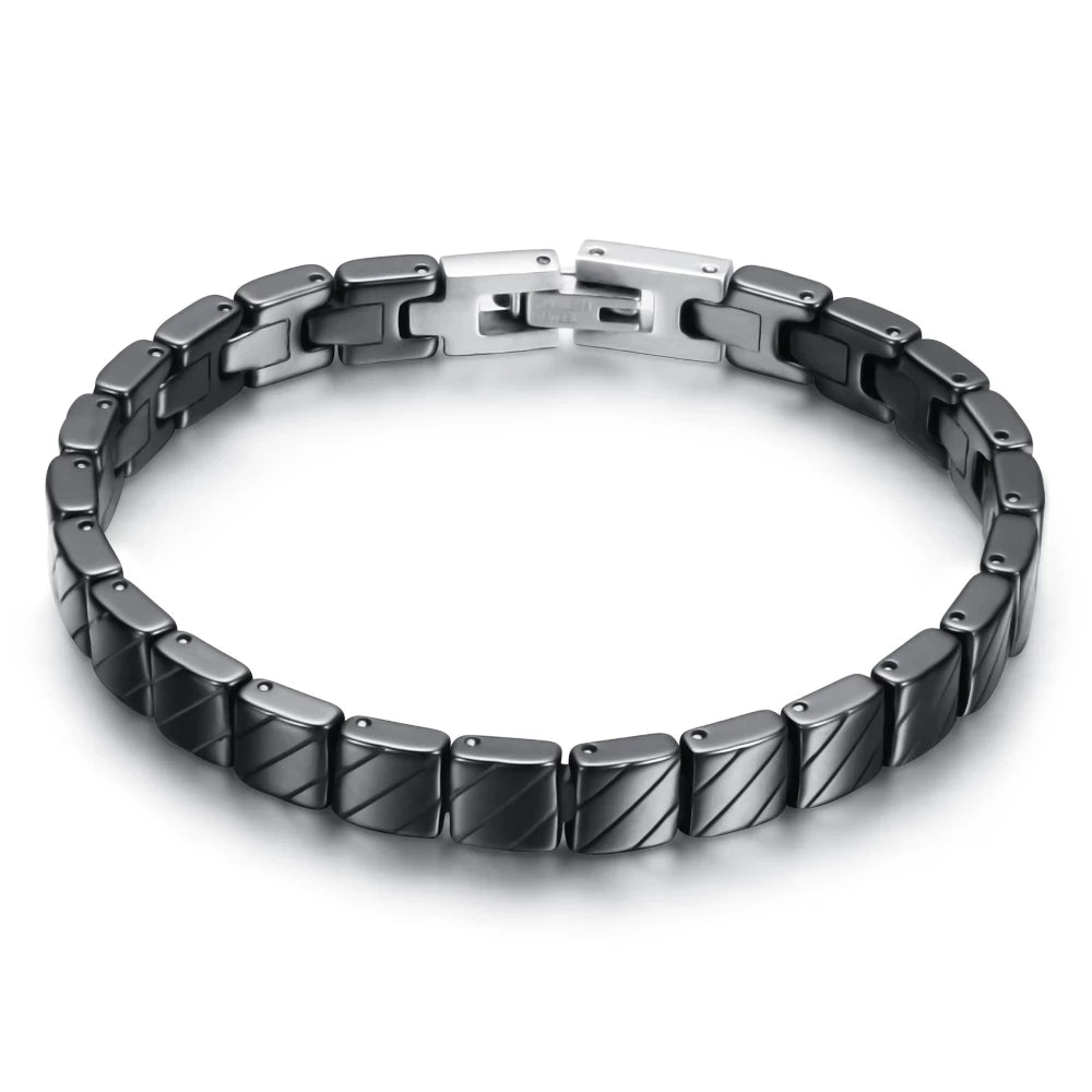 Fashion White/Black Ceramic Wrap Bracelet &Bangle for Men Women 12Mm Width Stainless Steel Charm Bracelet