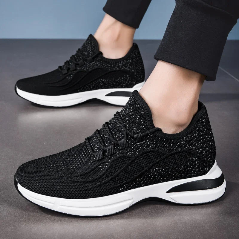 Flying Woven 6/8/10Cm Height Increasing Shoes Men High Quality Breathable Causal Sneakers Male Non-Slip Jogging Walking Shoes