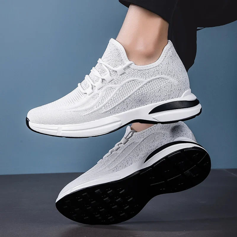 Flying Woven 6/8/10Cm Height Increasing Shoes Men High Quality Breathable Causal Sneakers Male Non-Slip Jogging Walking Shoes