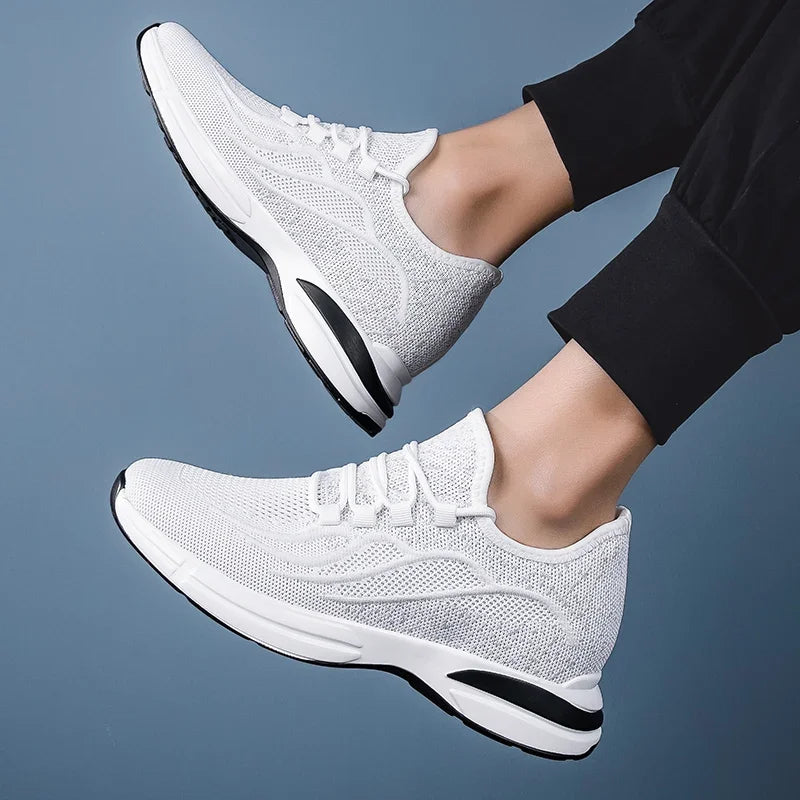 Flying Woven 6/8/10Cm Height Increasing Shoes Men High Quality Breathable Causal Sneakers Male Non-Slip Jogging Walking Shoes