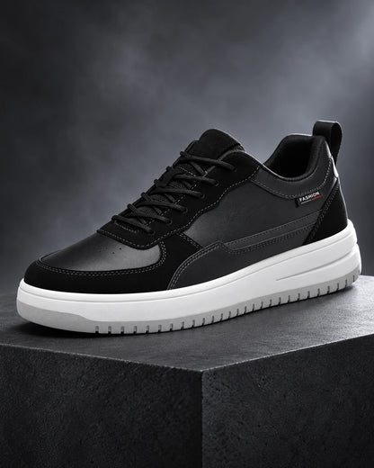 נעלי סניקרס מגביהות דגם Gravity Edge בצבע שחור – צילום מוצר בסטודיו | StepUp Shoes