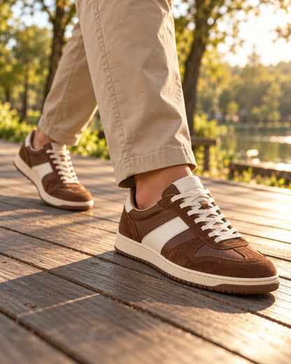 נעלי סניקרס רטרו PANERO בצבע חום, צילום לייפסטייל
