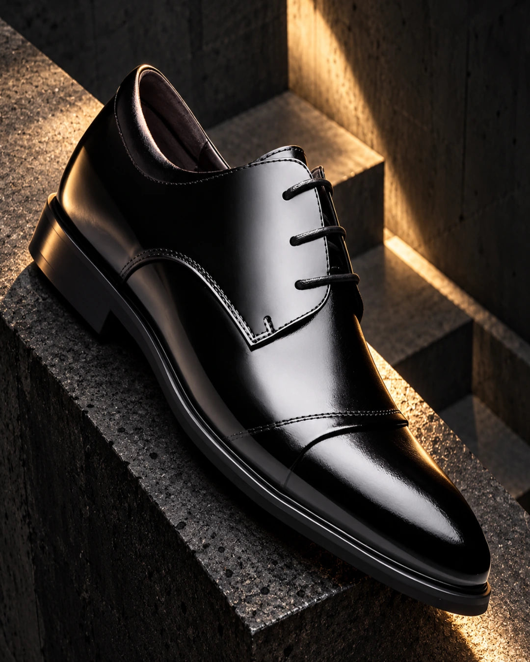 נעלי אלגנט מגביהות דגם Noble Rise בצבע שחור – צילום Editorial | StepUp Shoes