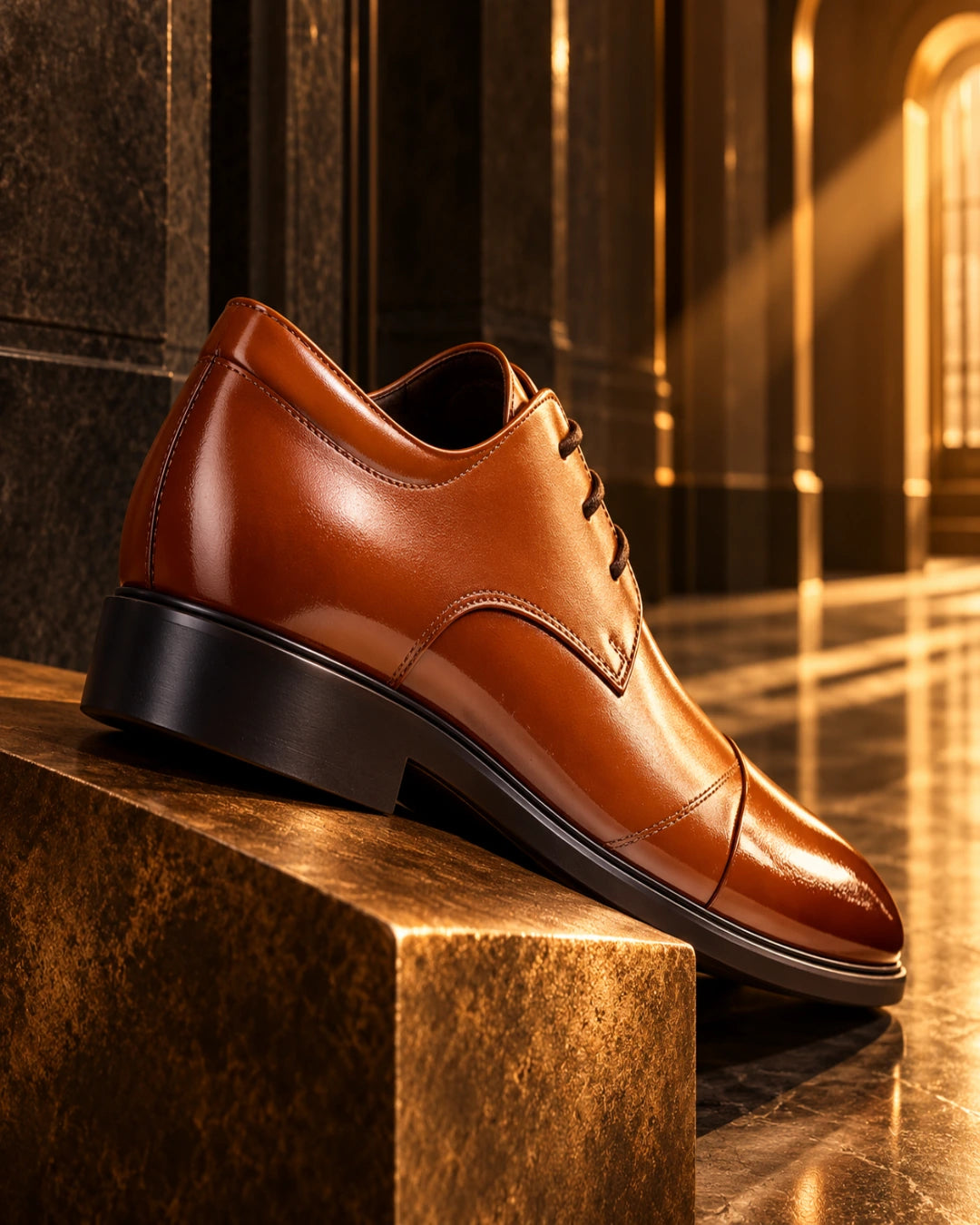 נעלי אלגנט מגביהות דגם Noble Rise בצבע חום – צילום Editorial | StepUp Shoes