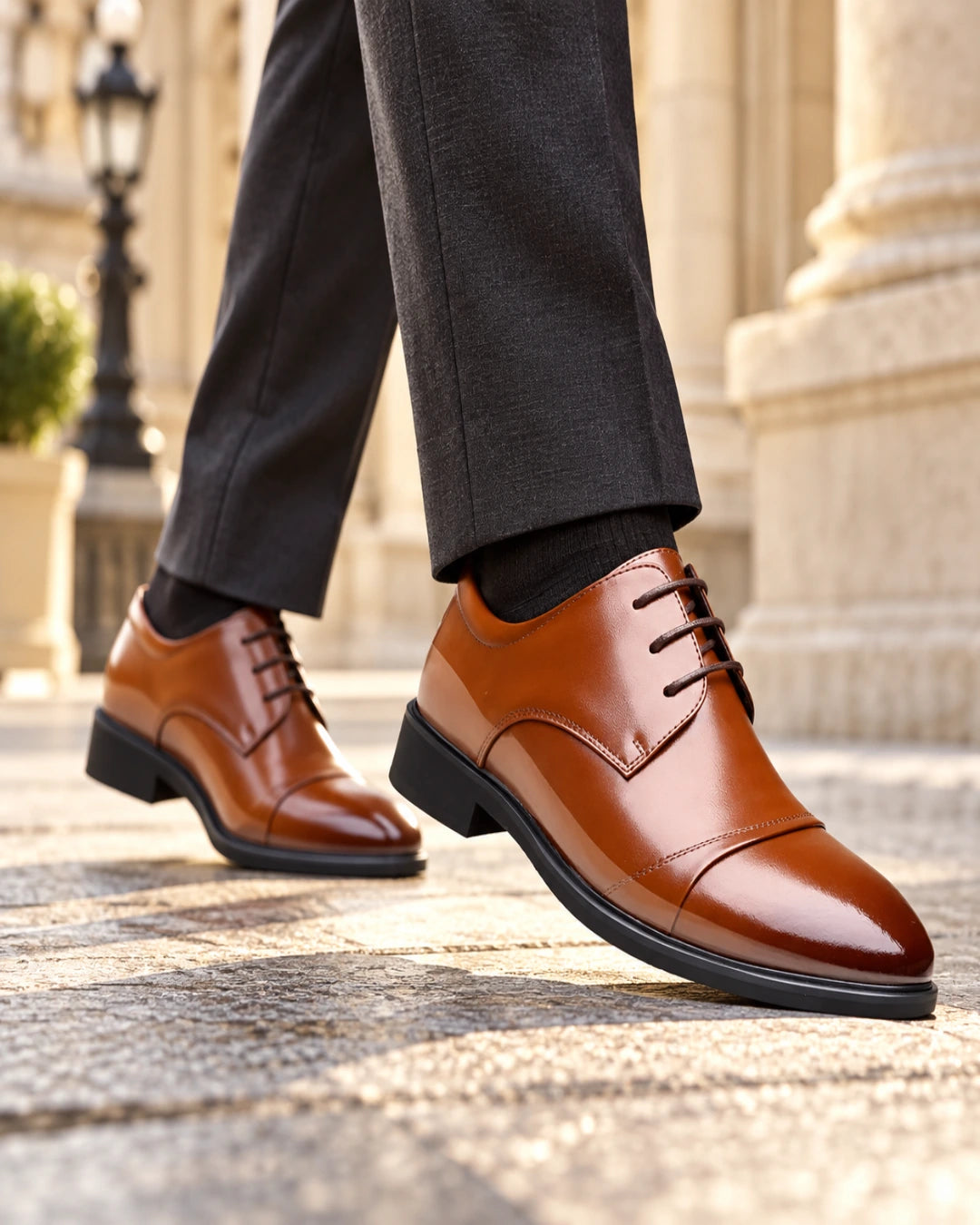 נעלי אלגנט מגביהות דגם Noble Rise בצבע חום – צילום Lifestyle | StepUp Shoes