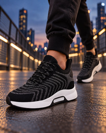 נעלי סניקרס מגביהות דגם  PeakFit בצבע שחור – צילום Lifestyle | StepUp Shoes