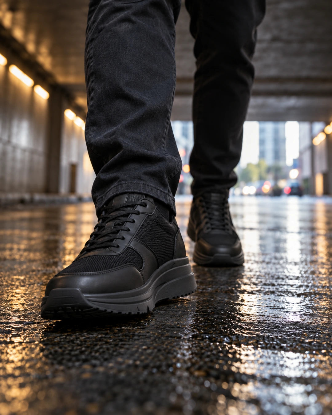 נעלי סניקרס מגביהות דגם ZoneLift בצבע שחור – צילום Lifestyle | StepUp Shoes