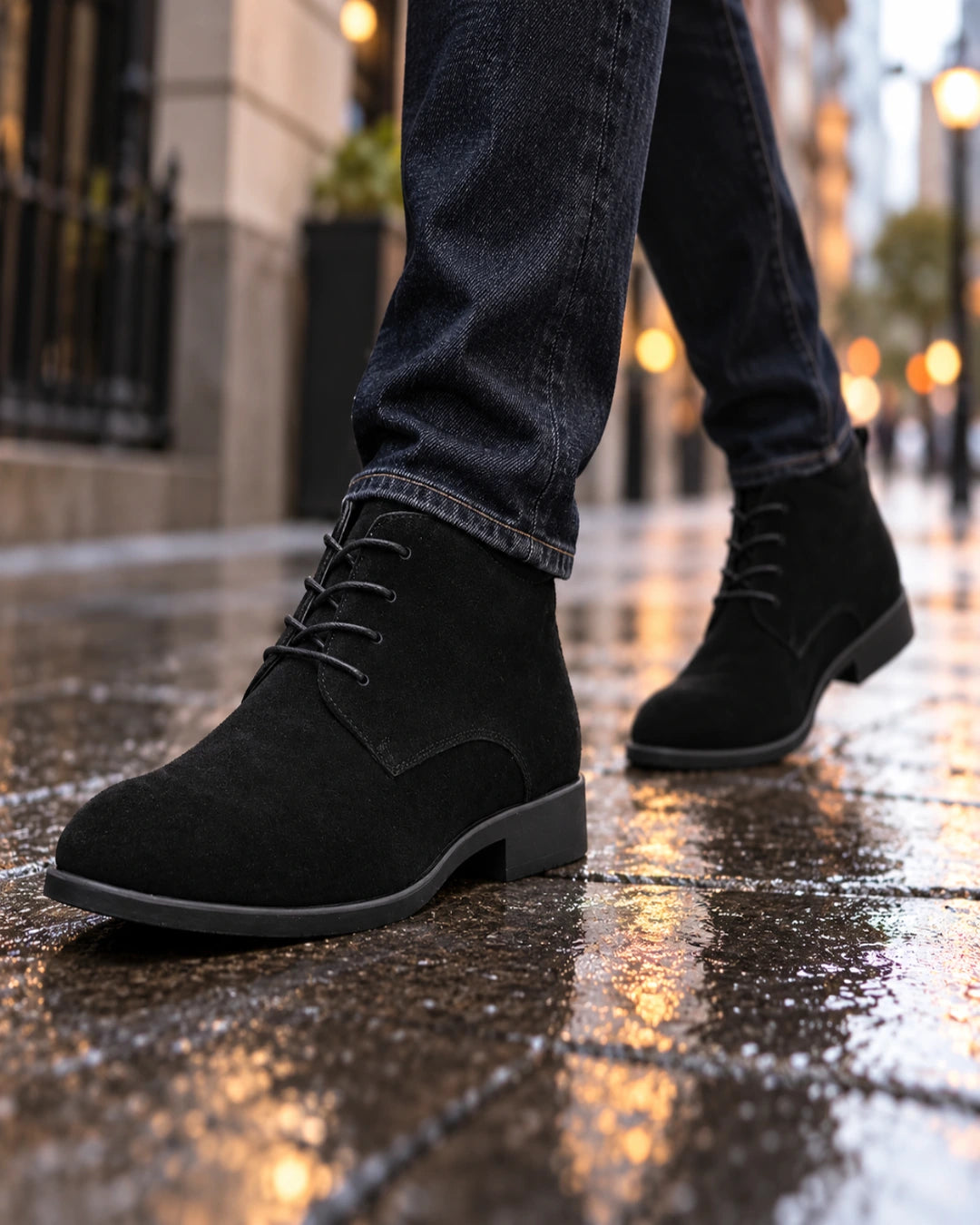 מגפיים מגביהים דגם StepUp Nubuck בצבע שחור – צילום Lifestyle | StepUp Shoes