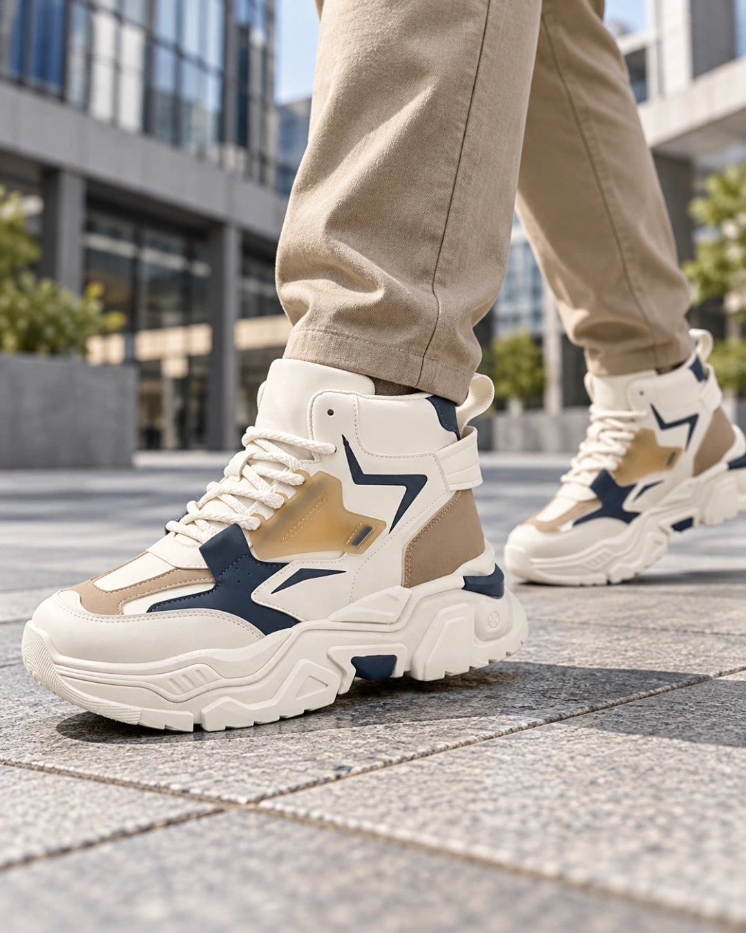 Hype Boost 10CM – נעלי ספורט מגביהות בצבע בז׳, צילום לייפסטייל | StepUp Shoes