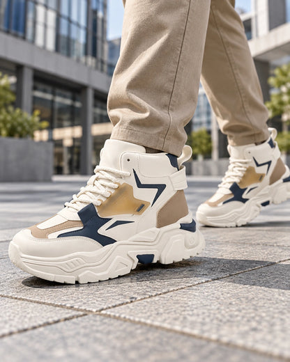 Hype Boost 10CM – נעלי ספורט מגביהות בצבע בז׳, צילום לייפסטייל | StepUp Shoes
