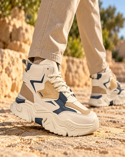 נעלי ספורט מגביהות דגם Max Height 12 Pro בצבע בז' – צילום Lifestyle | StepUp Shoes