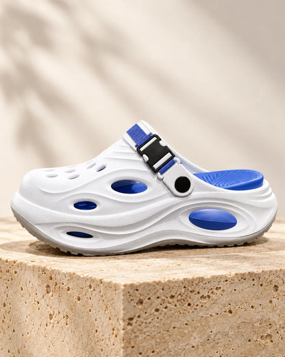 כפכפים מגביהים דגם Relax Pro לגברים בצבע לבן וכחול [דגם משודרג], צילום מוצר פרימיום בסטודיו