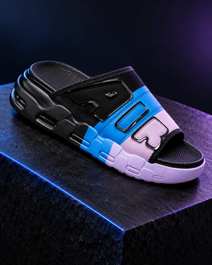 כפכפי קיץ לגברים – Air Cushion Flip Flops בצבע שחור כחול – צילום מוצר בסטודיו | StepUp Shoes