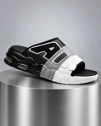 כפכפי קיץ לגברים – Air Cushion Flip Flops בצבע שחור אפור – צילום מוצר בסטודיו | StepUp Shoes
