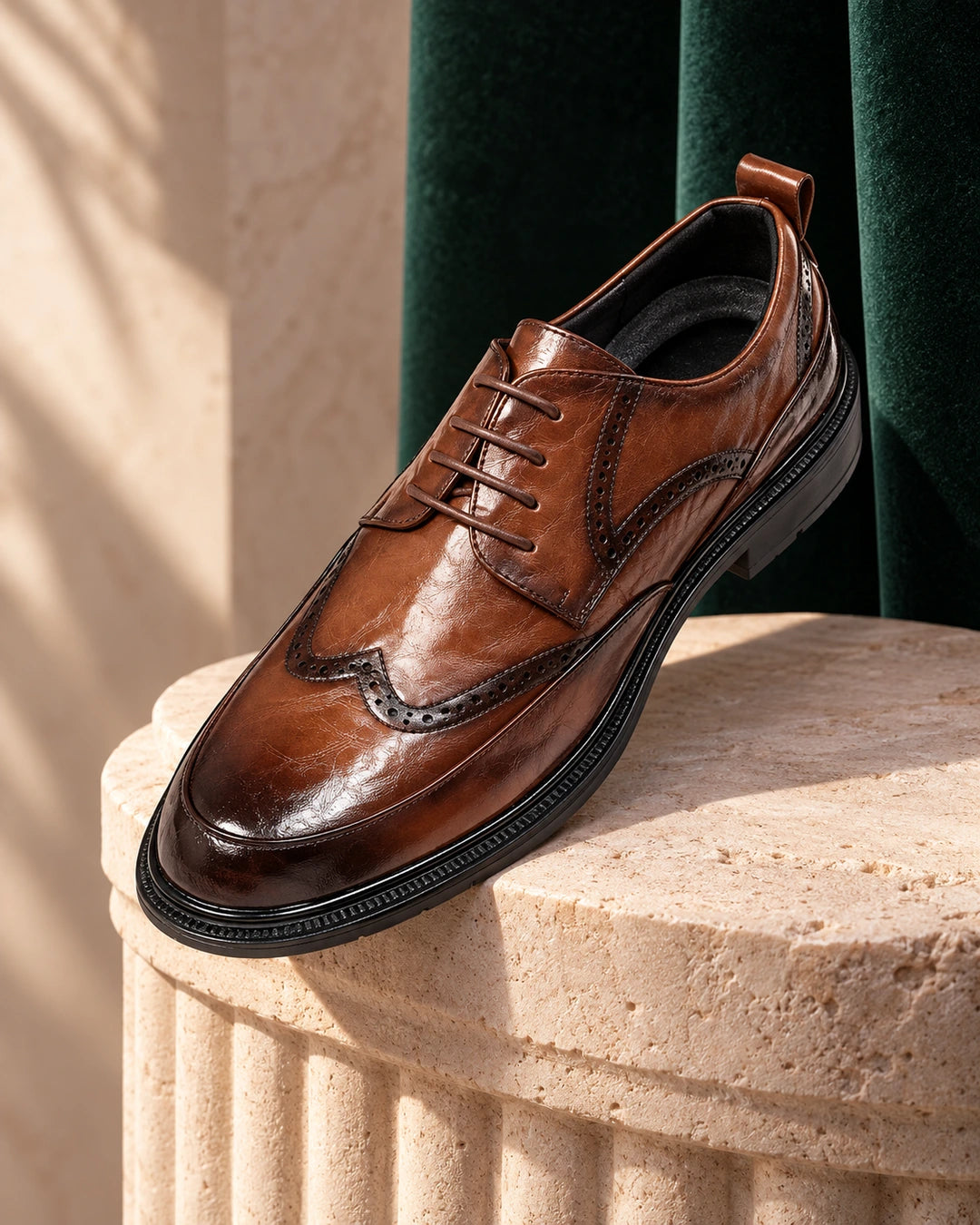 נעלי אלגנט מגביהות דגם Santino בצבע brown 6cm – צילום Editorial יצירתי | StepUp Shoes