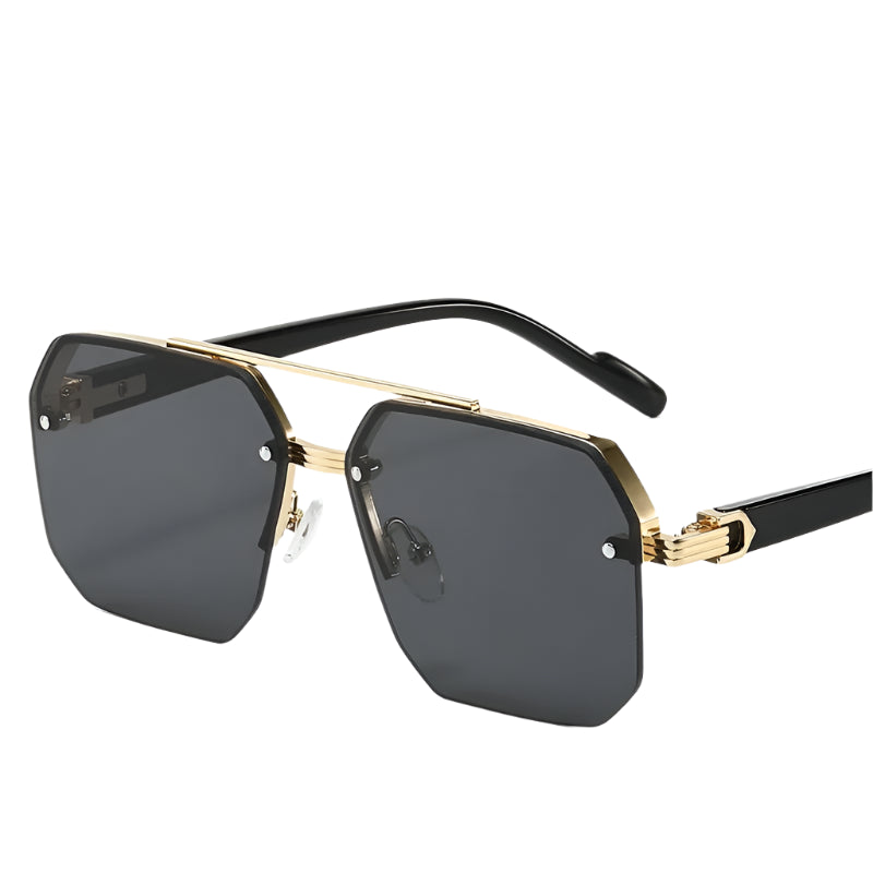 Men'S Metal Sunglasses Square Half Frame Rice Nails Casual Trend Personality Retro Fashion Outdoor Sports Eyeglasses
