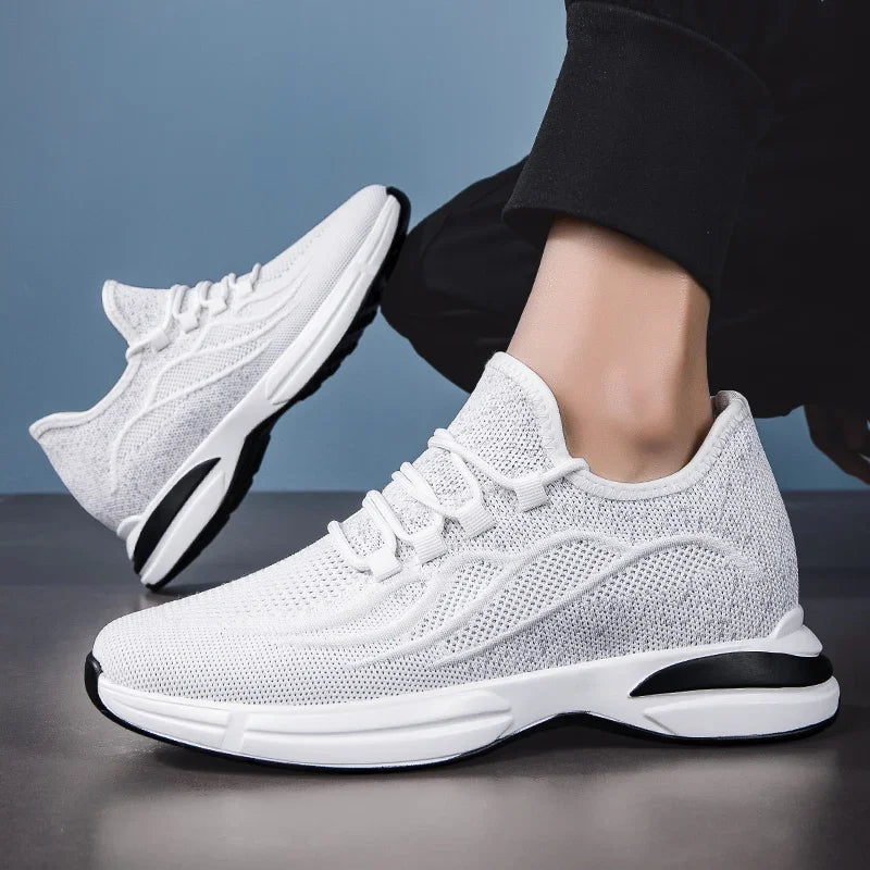 Flying Woven 6/8/10Cm Height Increasing Shoes Men High Quality Breathable Causal Sneakers Male Non-Slip Jogging Walking Shoes