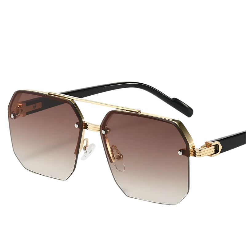 Men'S Metal Sunglasses Square Half Frame Rice Nails Casual Trend Personality Retro Fashion Outdoor Sports Eyeglasses