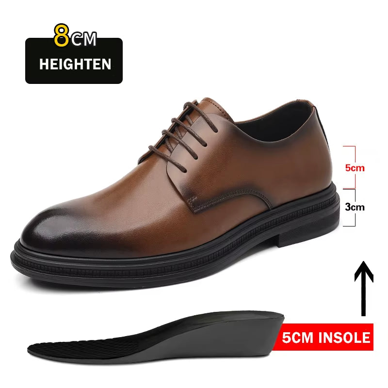 Hollow Out Elevator Shoes Men Dress Shoes 3/6/8 Cm Formal Shoes Spring/Summer Classic Business Luxury Men Oxfords Lift Suit Shoe