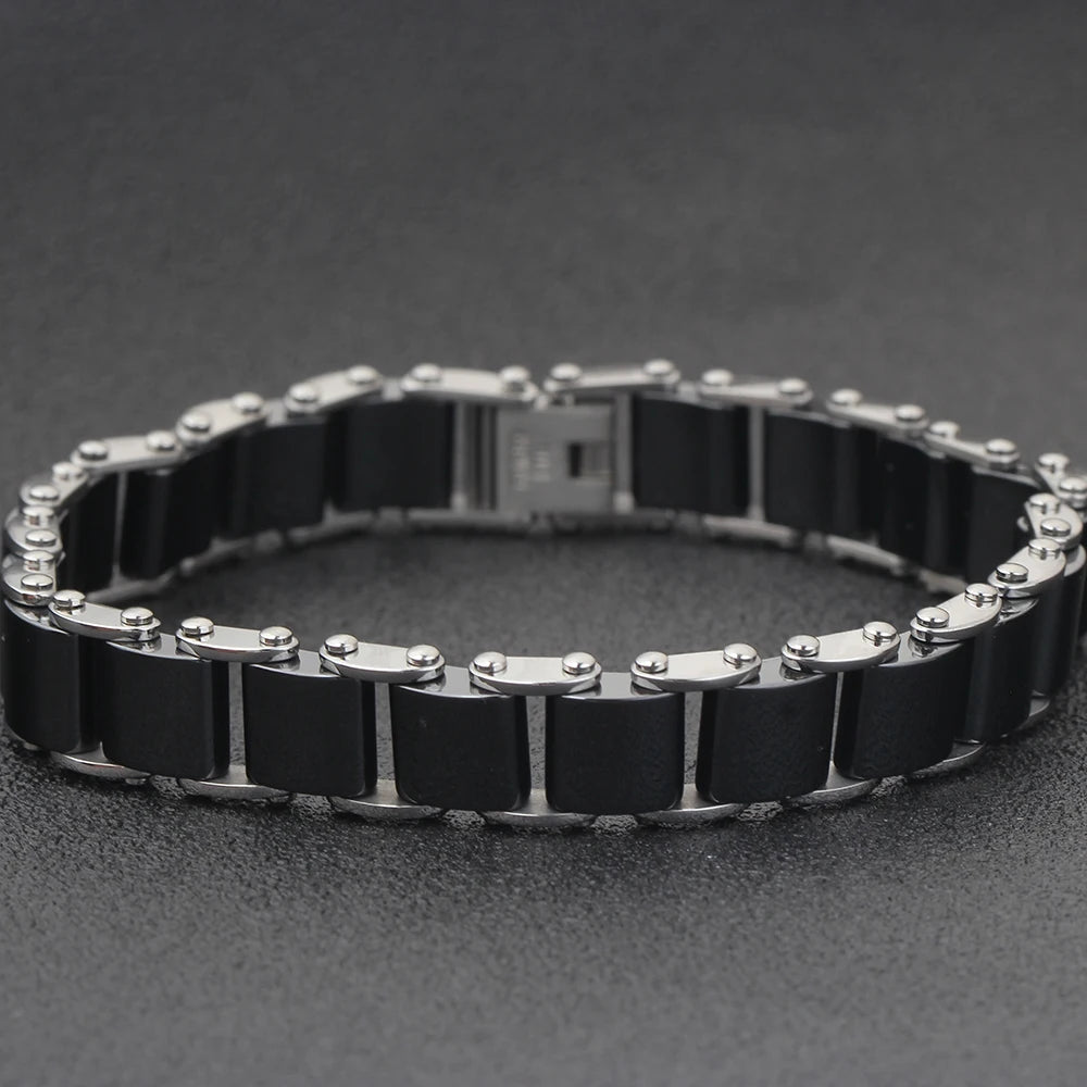 Fashion White/Black Ceramic Wrap Bracelet &Bangle for Men Women 12Mm Width Stainless Steel Charm Bracelet
