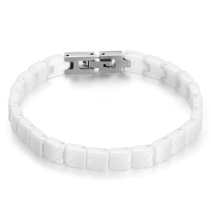 Fashion White/Black Ceramic Wrap Bracelet &Bangle for Men Women 12Mm Width Stainless Steel Charm Bracelet