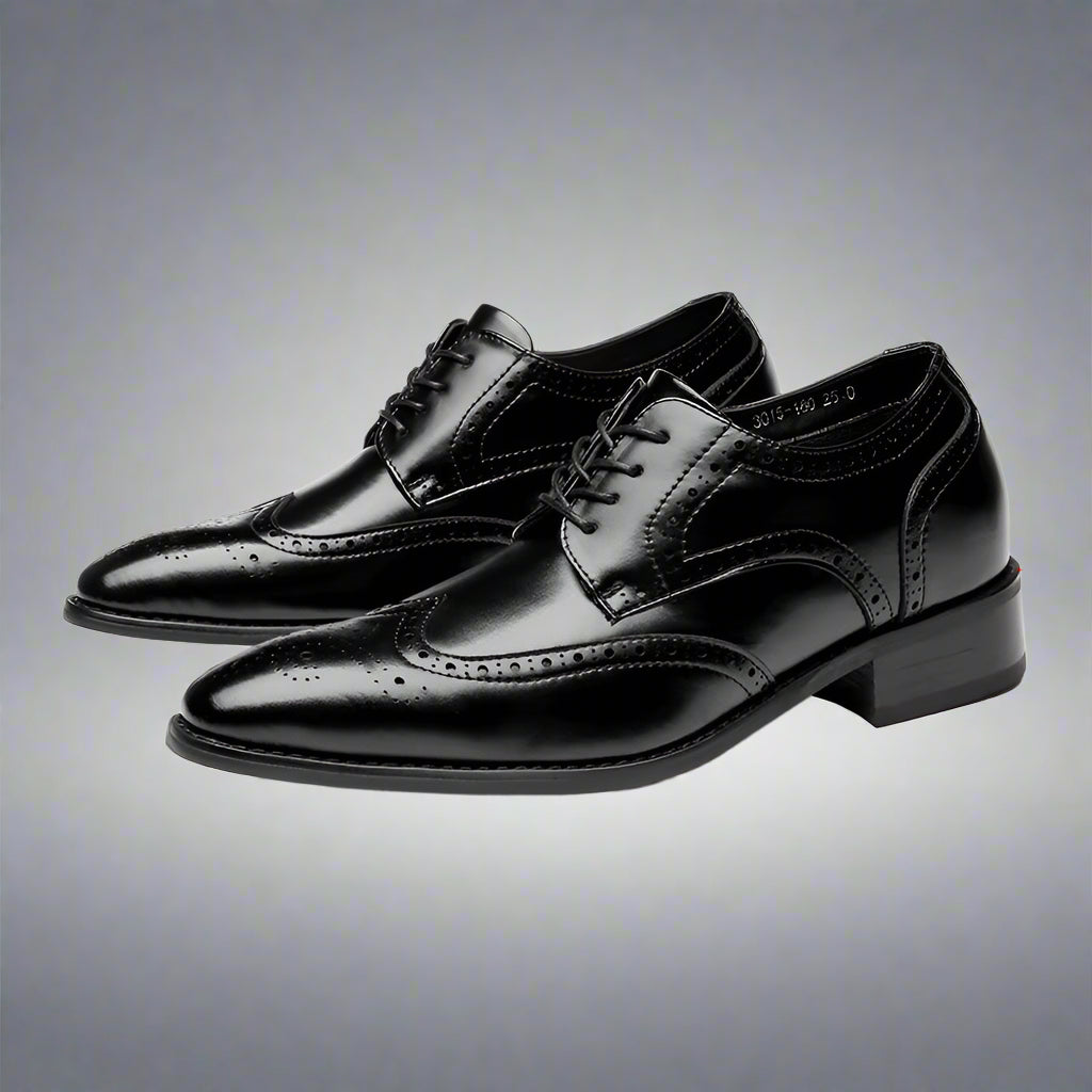 High Quality Genuine Leather Brogue Men Elevator Shoes 6CM Height Increase Oxford Men Formal Dress Shoes Business Office Wedding