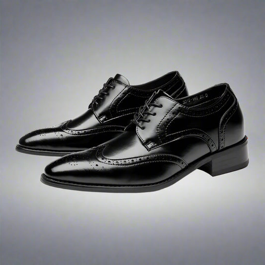 High Quality Genuine Leather Brogue Men Elevator Shoes 6CM Height Increase Oxford Men Formal Dress Shoes Business Office Wedding