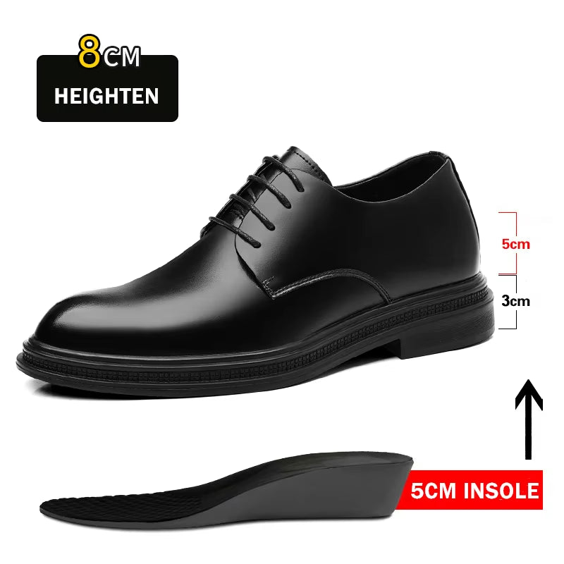 Hollow Out Elevator Shoes Men Dress Shoes 3/6/8 Cm Formal Shoes Spring/Summer Classic Business Luxury Men Oxfords Lift Suit Shoe