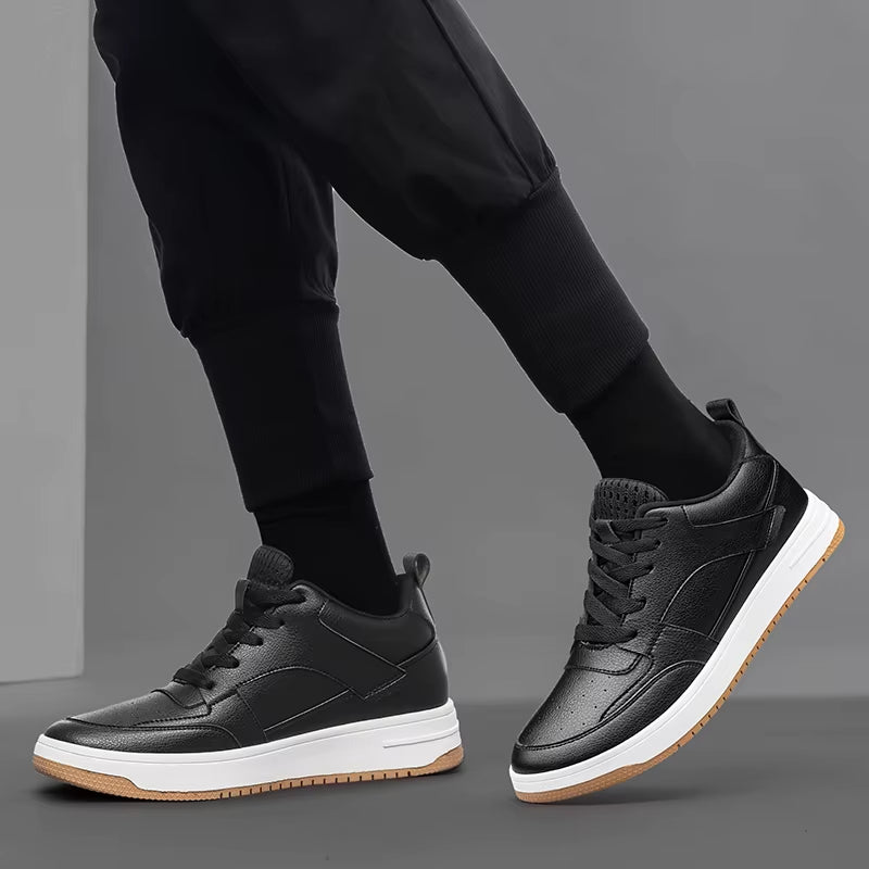 2025 Men'S New Autumn Leather Panel Sneakers - Breathable White Shoes for Casual & Sporty Wear
