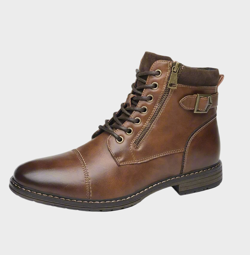 Men'S Boots Winter Fashion Botines Zip Lace-Up Ankle Boots Vintage Business Dress Shoes Leather Casual Shoes for Men
