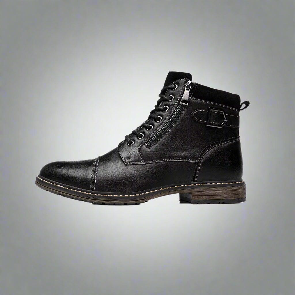 Men'S Boots Winter Fashion Botines Zip Lace-Up Ankle Boots Vintage Business Dress Shoes Leather Casual Shoes for Men