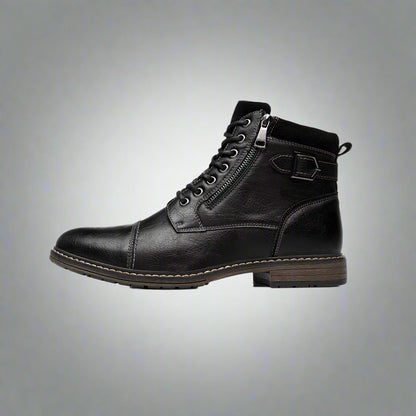 Men'S Boots Winter Fashion Botines Zip Lace-Up Ankle Boots Vintage Business Dress Shoes Leather Casual Shoes for Men