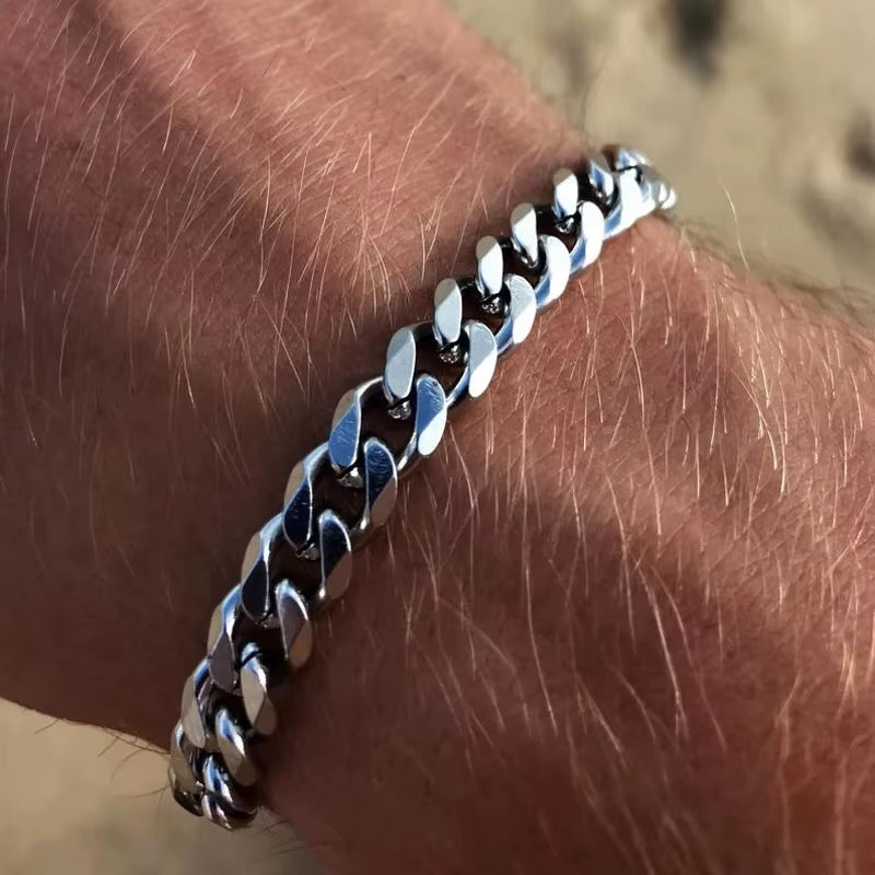 2024 New Trendy Cuban Chain Men Bracelet Classic Stainless Steel 3/5/7Mm Width Chain Bracelet for Men Women Jewelry Gift