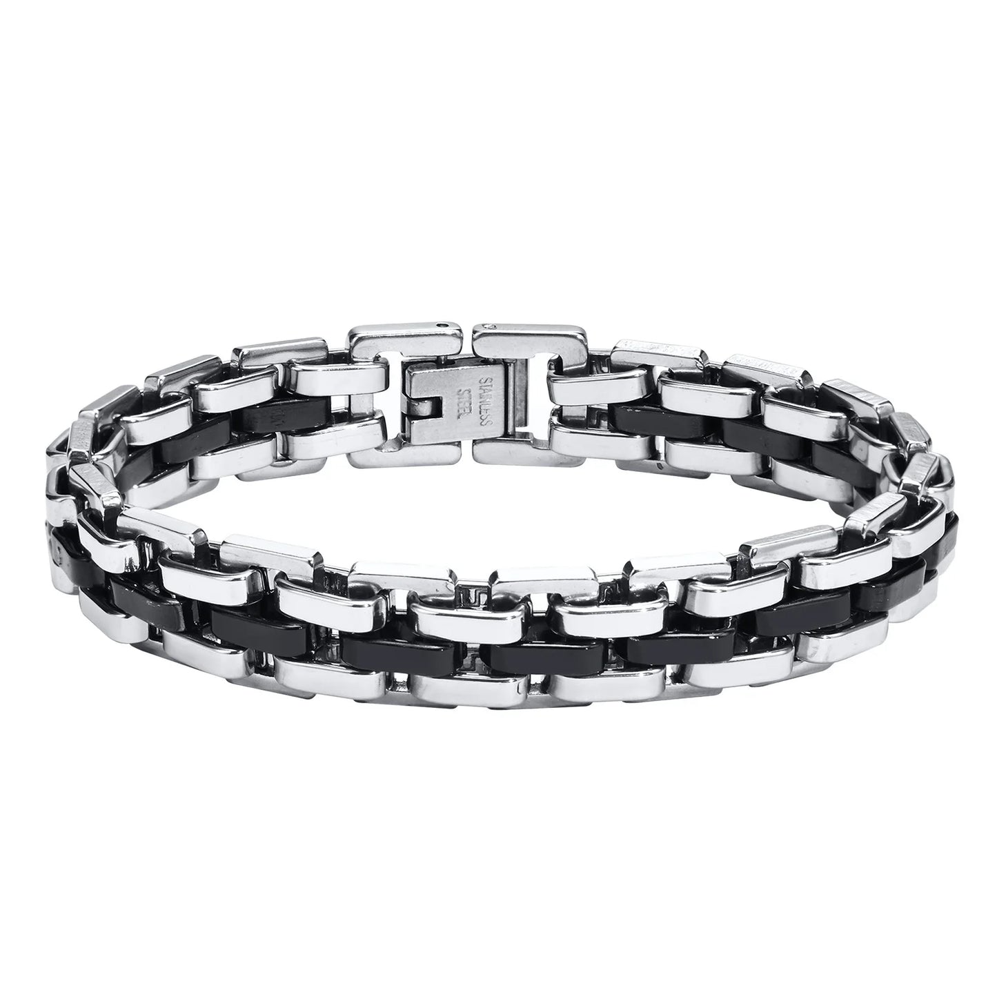 Thick Masculine Wtach Band Link Bracelets for Men, 11Mm Stainless Steel Handmade Link Wristband, Gentle Punk Gift for Him