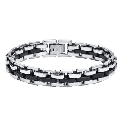 Thick Masculine Wtach Band Link Bracelets for Men, 11Mm Stainless Steel Handmade Link Wristband, Gentle Punk Gift for Him