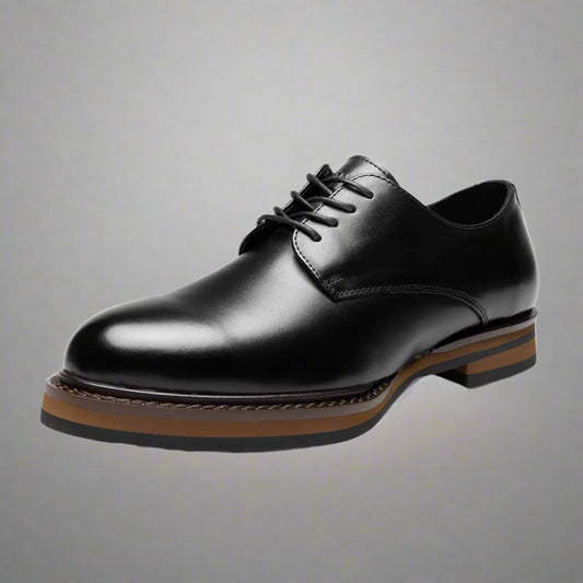 British Retro Casual Leather Shoes for Men'S Business Formal Wear, Thick Soled Height Increasing Wedding Groom Derby Shoes240621