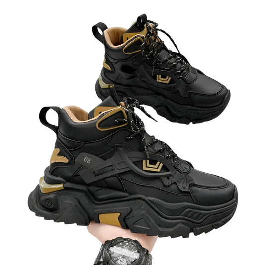 Men'S High Top Dad Shoes with Thick Sole and Hidden Height 12Cm Increase 10 Casual Sports Shoes for Adults Summer Synthetic