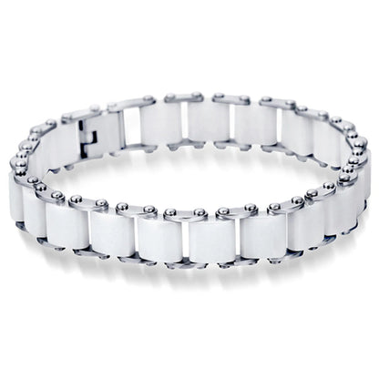 Fashion White/Black Ceramic Wrap Bracelet &Bangle for Men Women 12Mm Width Stainless Steel Charm Bracelet