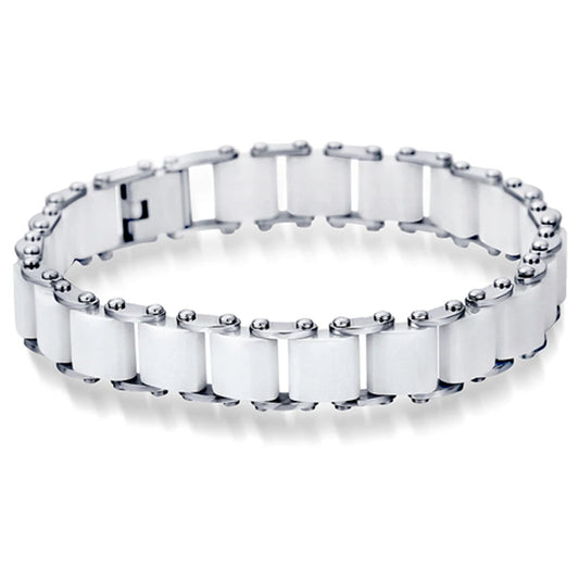 Fashion White/Black Ceramic Wrap Bracelet &Bangle for Men Women 12Mm Width Stainless Steel Charm Bracelet