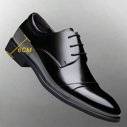Flat / 6CM Genuine Leather Men Formal Elevator Shoes Wedding Business Height Increase Lift Shoes Invisible Summer Hollow Wedding