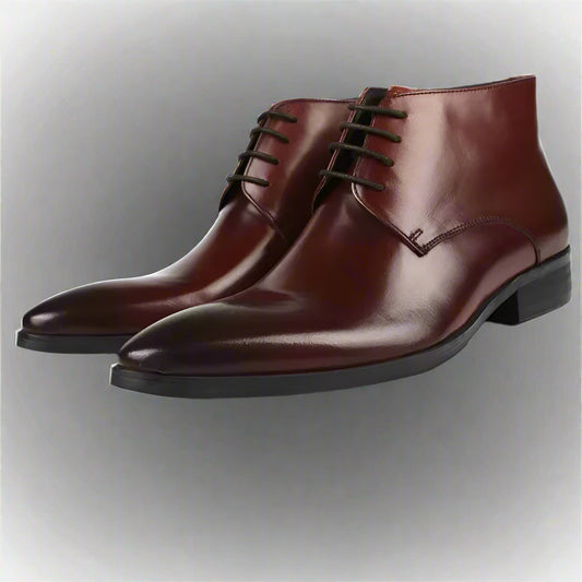 New Men'S Leather Short Boots High Top Work Shoes Comfortable Cow Leather Ankle Boots with Lace-Up Closure Winter Season