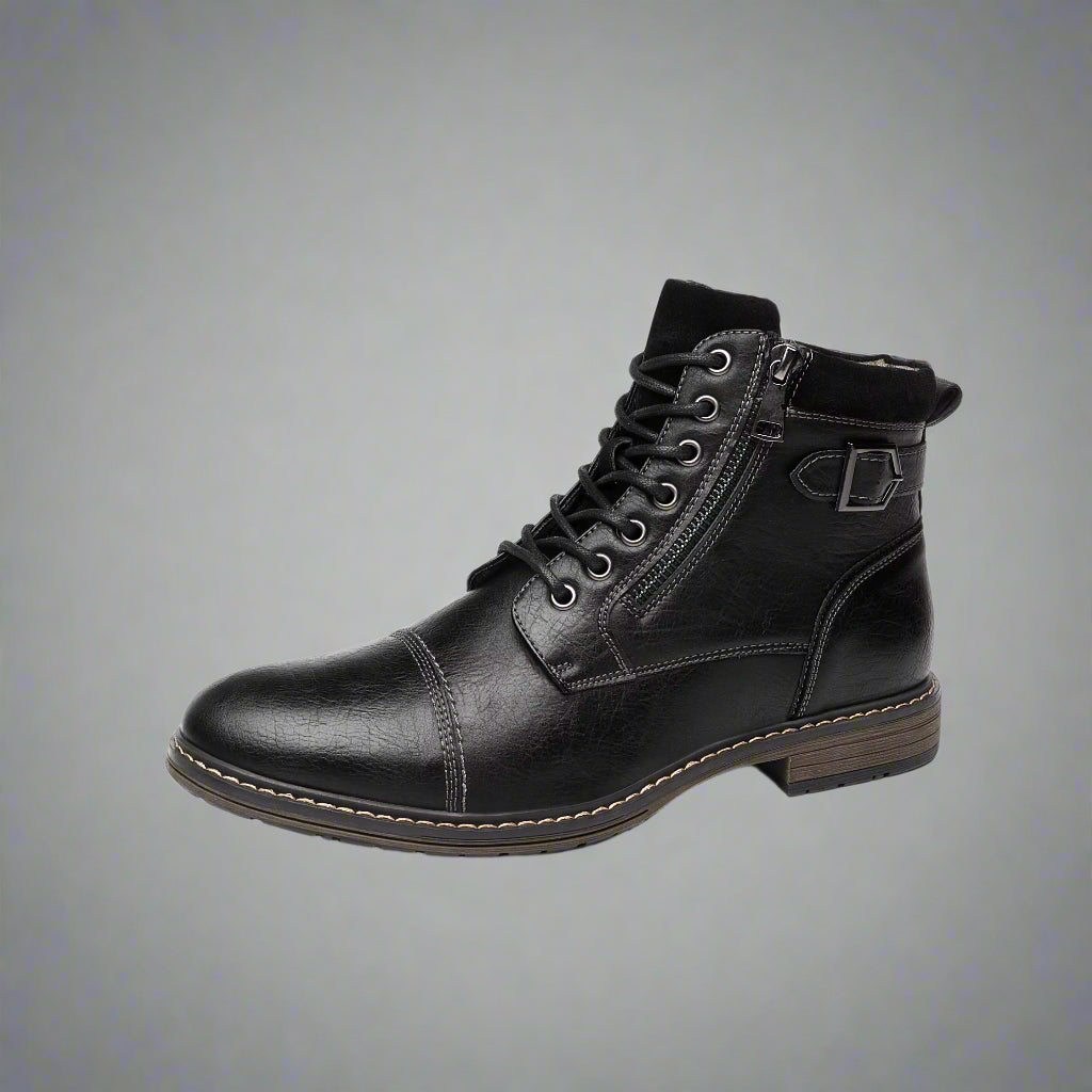 Men'S Boots Winter Fashion Botines Zip Lace-Up Ankle Boots Vintage Business Dress Shoes Leather Casual Shoes for Men